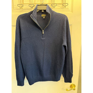 J.Crew men's 100% cashmere half-zip sweater navy blue size small